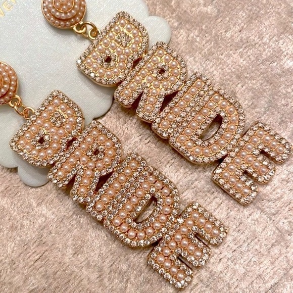 Brand New Piper K Bride Rhinestone Cultured Pearl Drop Earrings Wedding Shower - Picture 7 of 12